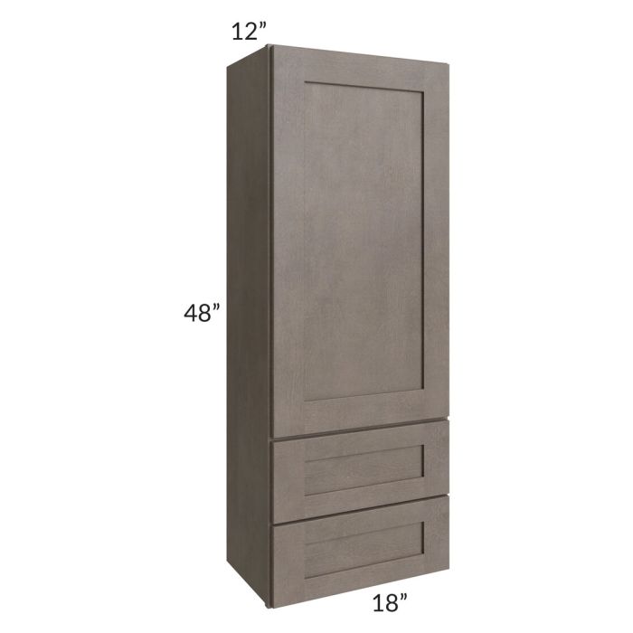 RTA Natural Grey Shaker 18" x 48" Wall Cabinet With Drawers with Glass Door