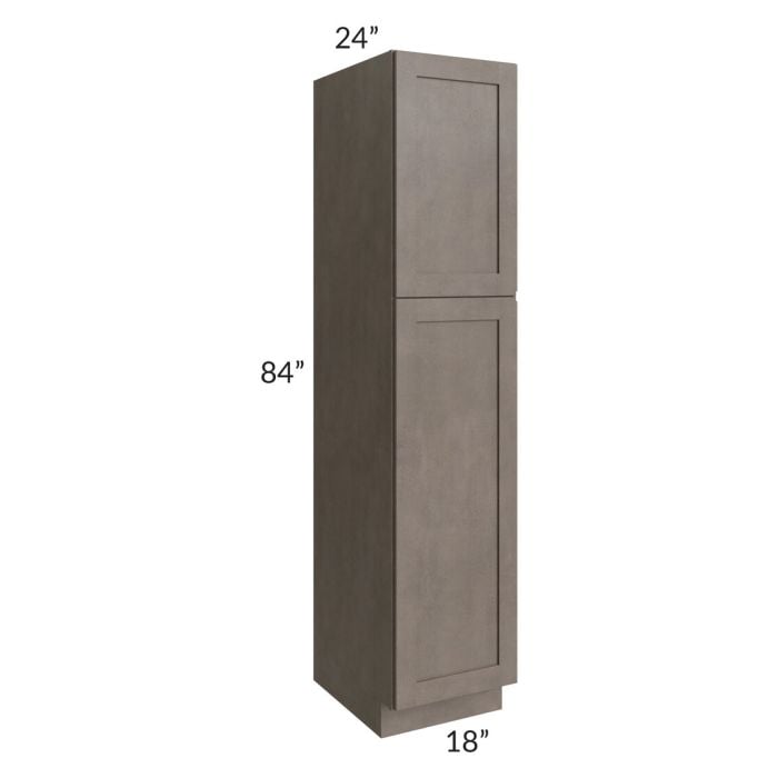 RTA Natural Grey Shaker 18" x 84" Wall Pantry with 3 Roll Out Trays and 2 Decorative End Panels