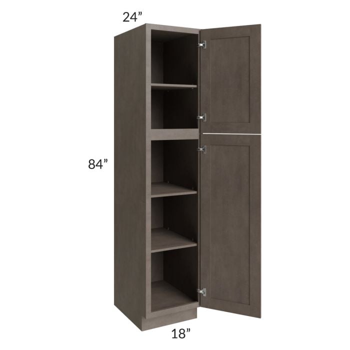 RTA Natural Grey Shaker 18" x 84" Wall Pantry with 3 Roll Out Trays and 2 Decorative End Panels