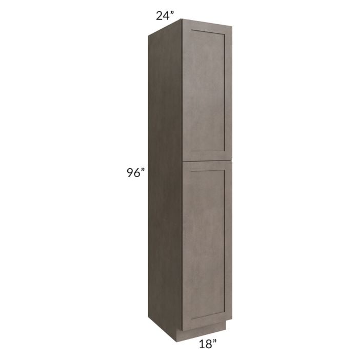 RTA Natural Grey Shaker 18" x 96" Wall Pantry with 3 Roll Out Trays and 2 Decorative End Panels