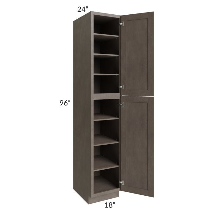 RTA Natural Grey Shaker 18" x 96" Wall Pantry with 3 Roll Out Trays and 2 Decorative End Panels