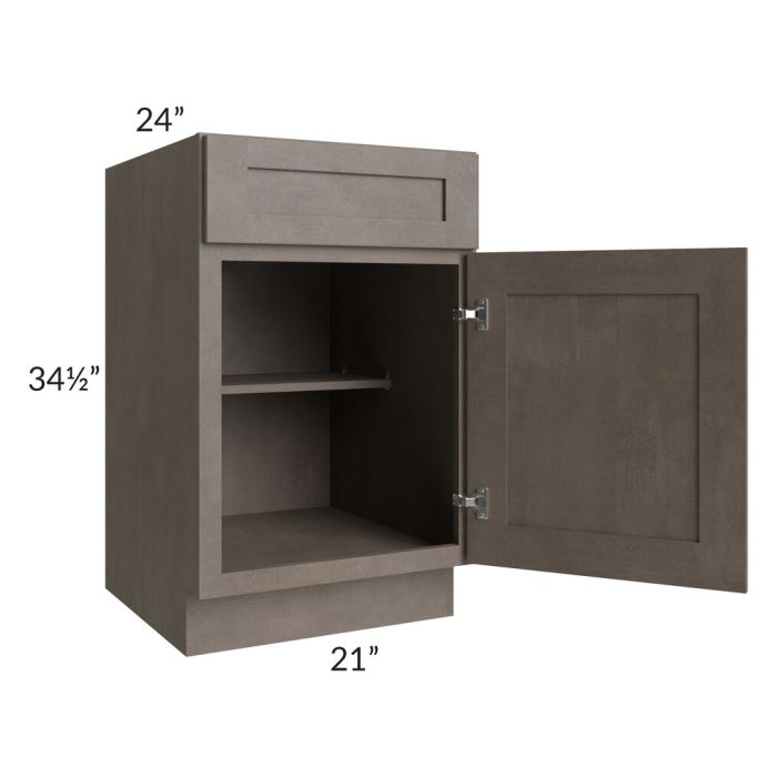 RTA Natural Grey Shaker 21" Base Cabinet with 2 Decorative End Panels