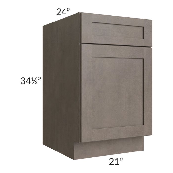 RTA Natural Grey Shaker 21" Base Cabinet with 2 Decorative End Panels