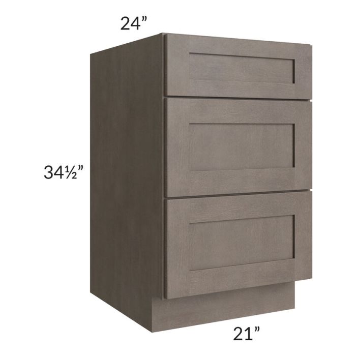 RTA Natural Grey Shaker 21" Drawer Base Cabinet with 2 Decorative End Panels