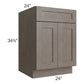 RTA Natural Grey Shaker 24" Base Cabinet with 1 Roll Out Tray