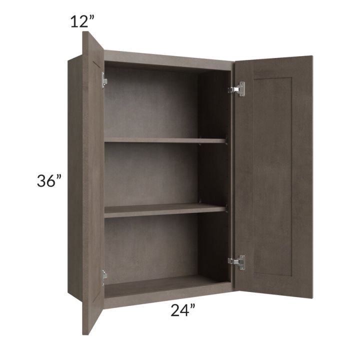 RTA Natural Grey Shaker 24" x 36" Wall Cabinet with 1 Decorative End Panel