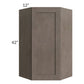 RTA Natural Grey Shaker 24" x 42" Wall Diagonal Corner Cabinet with Glass Door