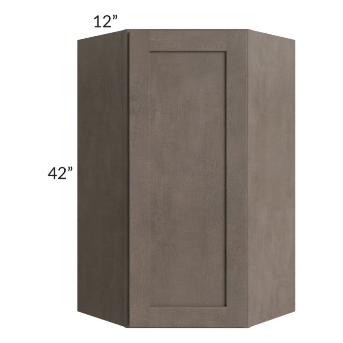 RTA Natural Grey Shaker 24" x 42" Wall Diagonal Corner Cabinet with Glass Door