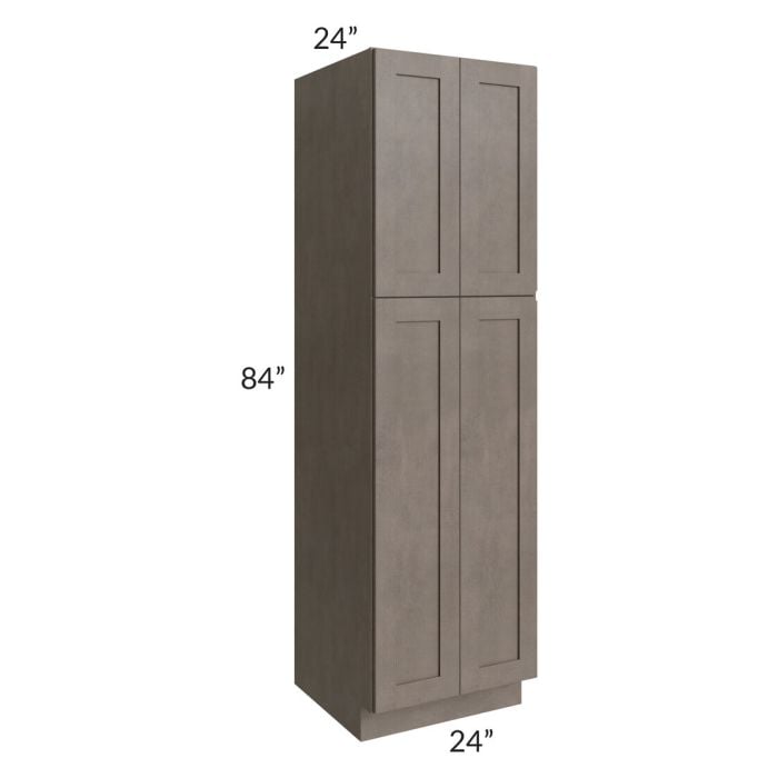 RTA Natural Grey Shaker 24" x 84" Wall Pantry with 4 Roll Out Trays and 1 Decorative End Panel