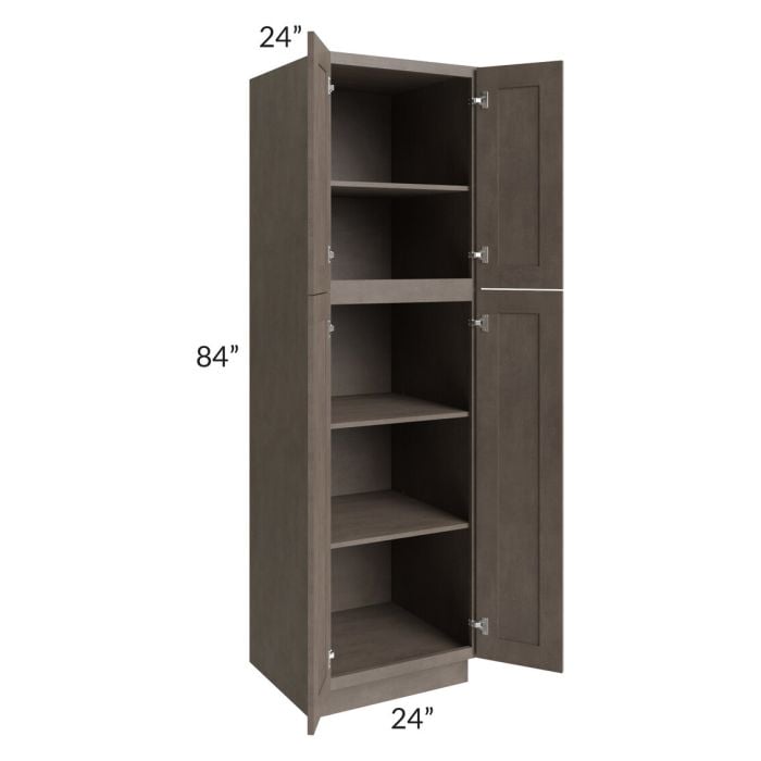 RTA Natural Grey Shaker 24" x 84" Wall Pantry with 4 Roll Out Trays and 1 Decorative End Panel
