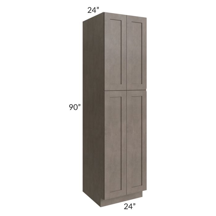 RTA Natural Grey Shaker 24" x 90" Wall Pantry with 4 Roll Out Trays and 2 Decorative End Panels