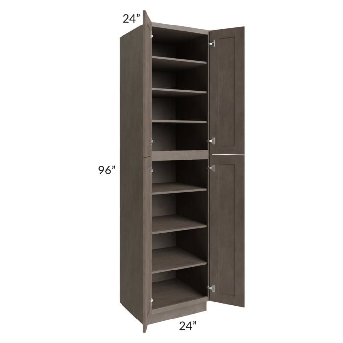 RTA Natural Grey Shaker 24" x 96" Wall Pantry with 1 Roll Out Tray and 2 Decorative End Panels