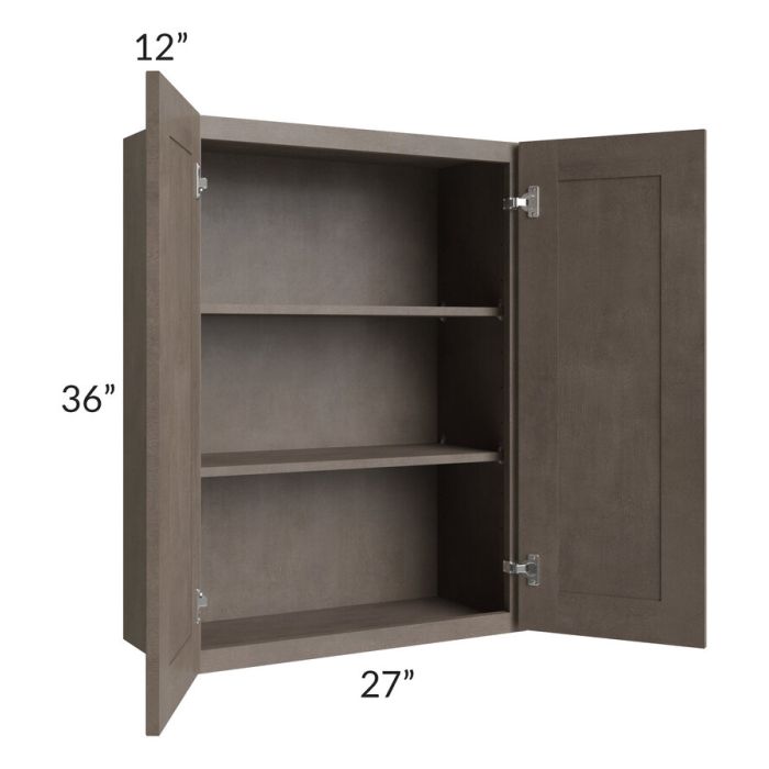 RTA Natural Grey Shaker 27" x 36" Wall Cabinet with 1 Decorative End Panel