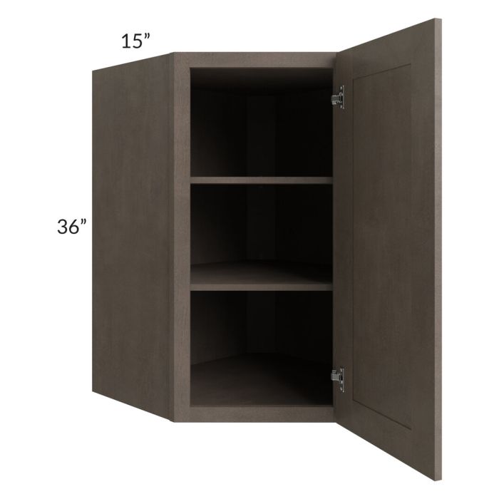 RTA Natural Grey Shaker 27" x 36" x 15" Wall Diagonal Corner Cabinet