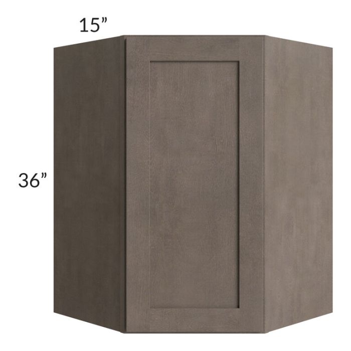RTA Natural Grey Shaker 27" x 36" x 15" Wall Diagonal Corner Cabinet