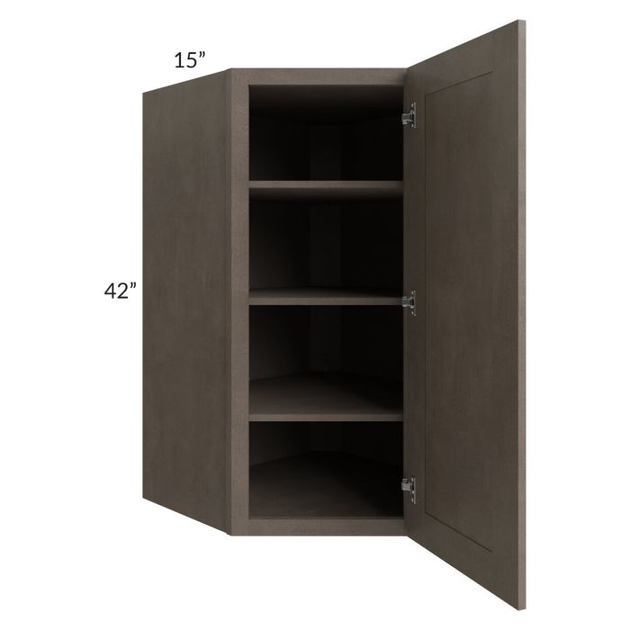 RTA Natural Grey Shaker 27" x 42" x 15" Wall Diagonal Corner Cabinet
