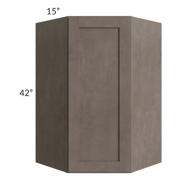 RTA Natural Grey Shaker 27" x 42" x 15" Wall Diagonal Corner Cabinet
