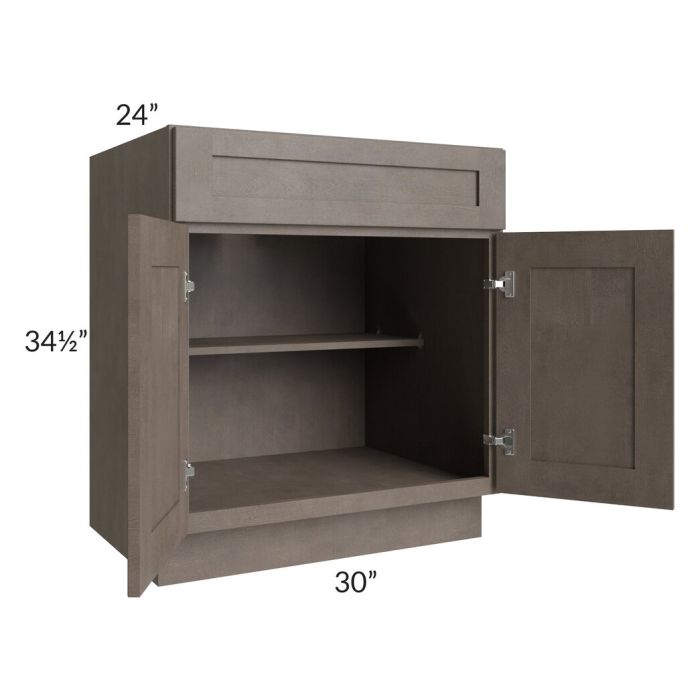 RTA Natural Grey Shaker 30" Base Cabinet with 1 Roll Out Tray and 2 Decorative End Panels