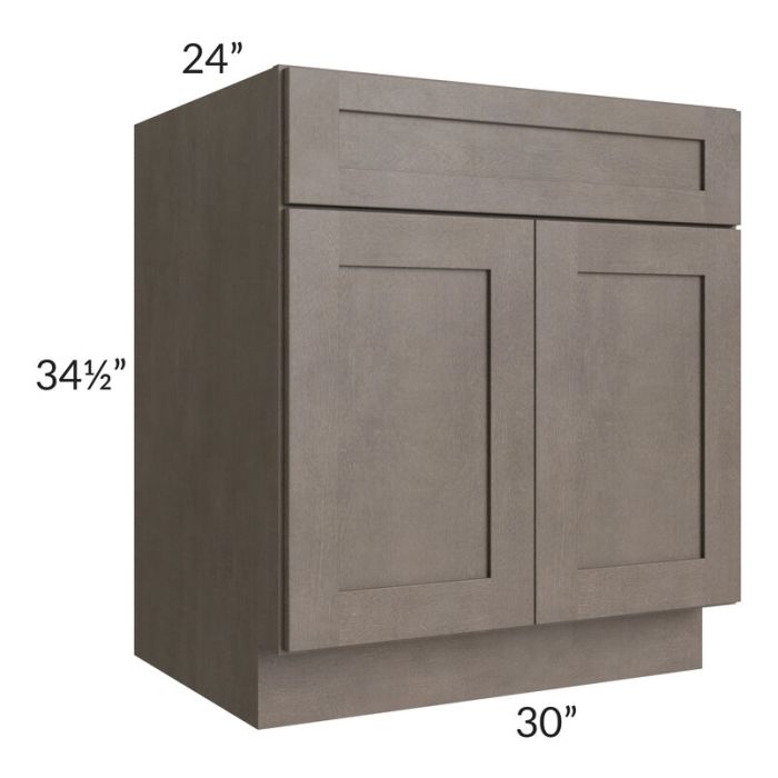 RTA Natural Grey Shaker 30" Base Cabinet with 1 Roll Out Tray and 2 Decorative End Panels