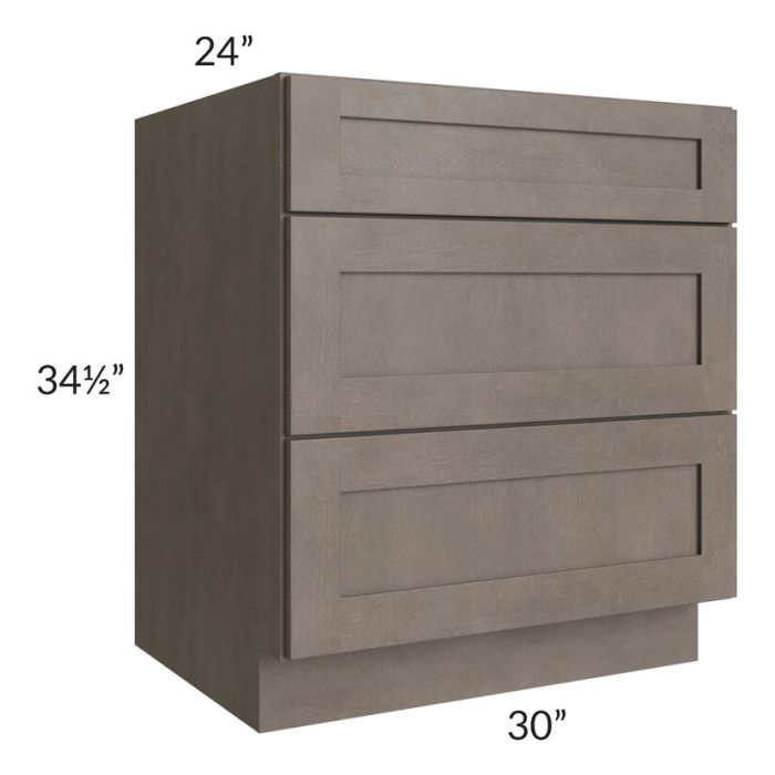 RTA Natural Grey Shaker 30" Drawer Base Cabinet with 1 Decorative End Panel