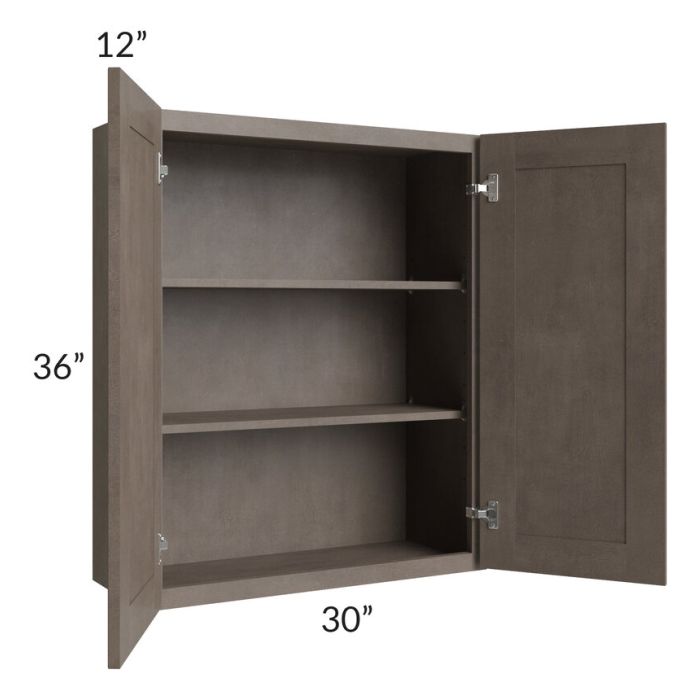 RTA Natural Grey Shaker 30" x 36" Wall Cabinet with Glass Door