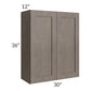 RTA Natural Grey Shaker 30" x 36" Wall Cabinet with Glass Door