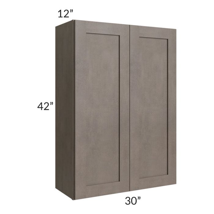 RTA Natural Grey Shaker 30" x 42" Wall Cabinet with Glass Door