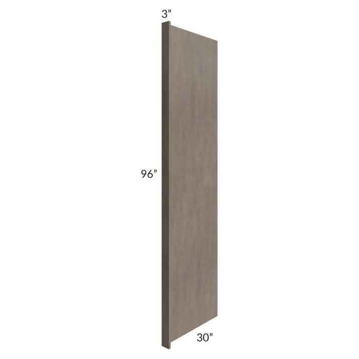 RTA Natural Grey Shaker 30" x 96" Refrigerator End Panel with a 3" Return