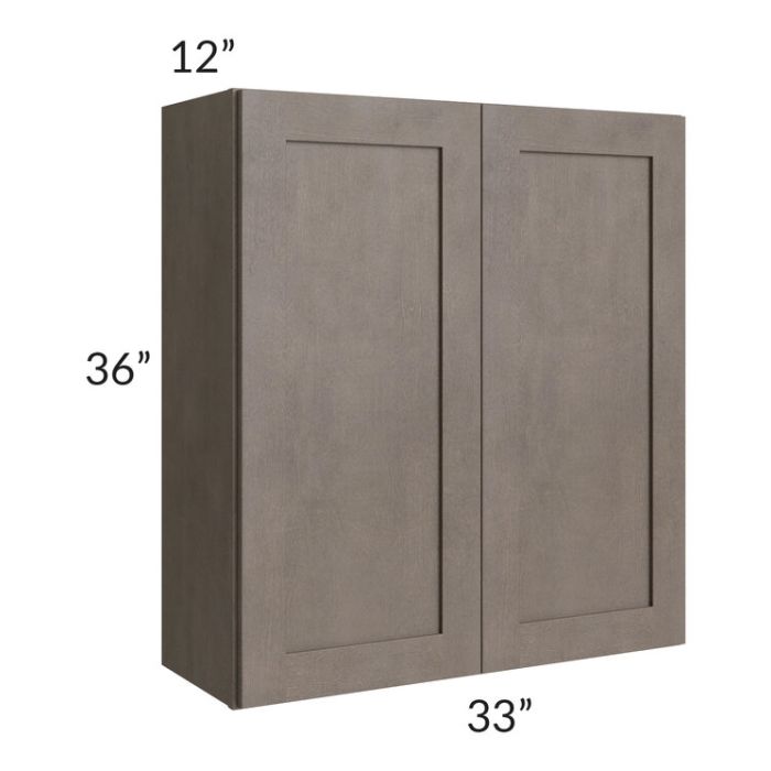 RTA Natural Grey Shaker 33" x 36" Wall Cabinet with 2 Decorative End Panels