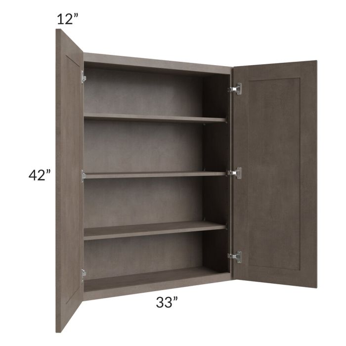 RTA Natural Grey Shaker 33" x 42" Wall Cabinet with 1 Decorative End Panel