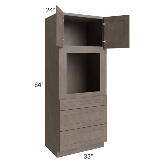 RTA Natural Grey Shaker 33" x 84" Oven Cabinet with 2 Decorative Panels