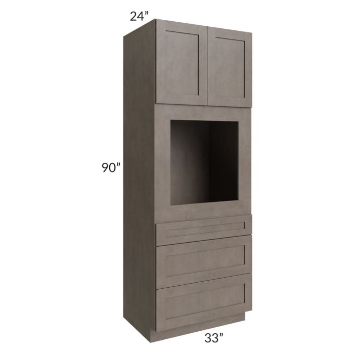 RTA Natural Grey Shaker 33" x 90" Oven Cabinet with 2 Decorative Panels