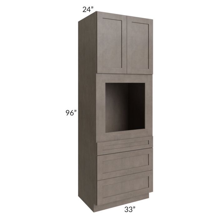 RTA Natural Grey Shaker 33" x 96" Oven Cabinet with 2 Decorative Panels