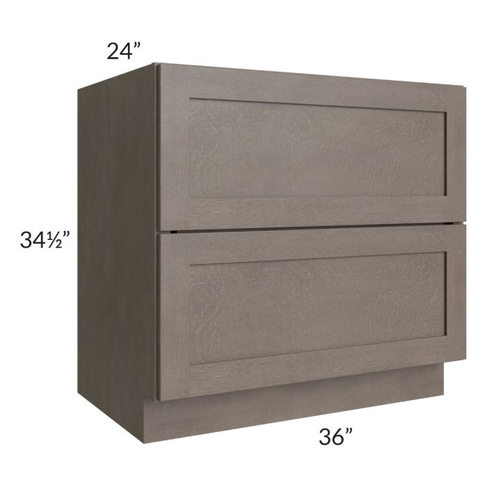 RTA Natural Grey Shaker 36" 2-Drawer Base Cabinet