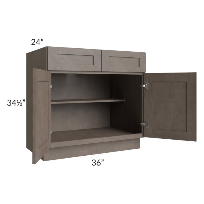 RTA Natural Grey Shaker 36" Base Cabinet with 1 Decorative End Panel