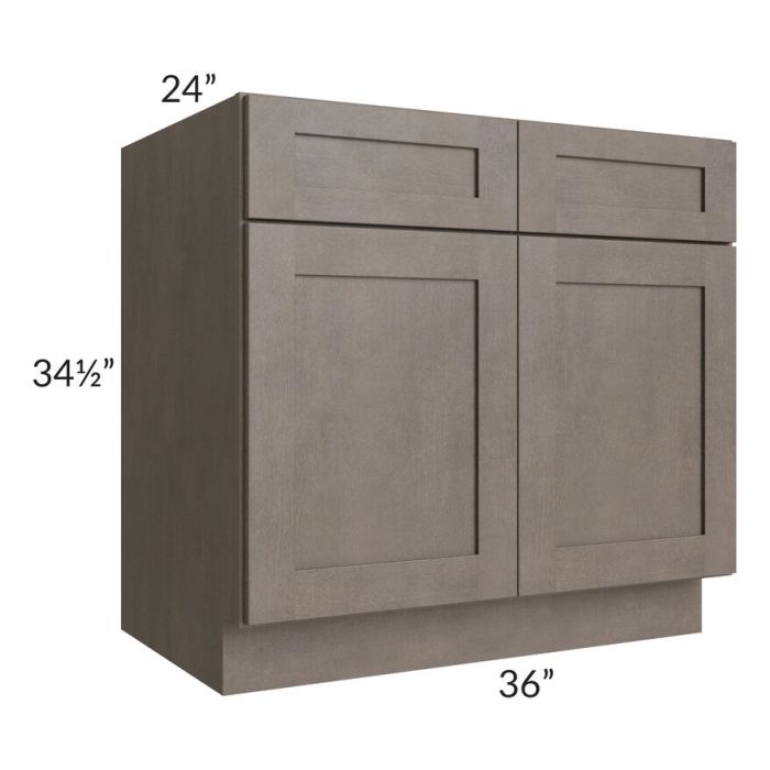 RTA Natural Grey Shaker 36" Base Cabinet with 2 Decorative End Panels