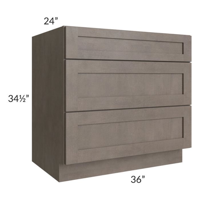 RTA Natural Grey Shaker 36" Drawer Base Cabinet with 2 Decorative End Panels