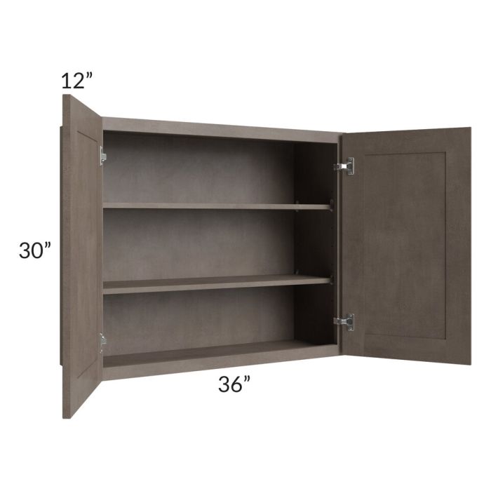 RTA Natural Grey Shaker 36" x 30" Wall Cabinet with Glass Door