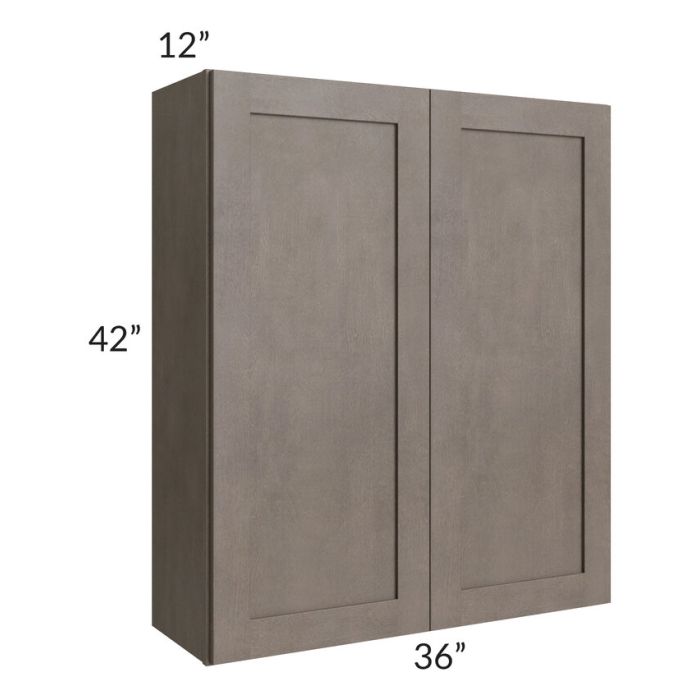 RTA Natural Grey Shaker 36" x 42" Wall Cabinet with 1 Decorative End Panel