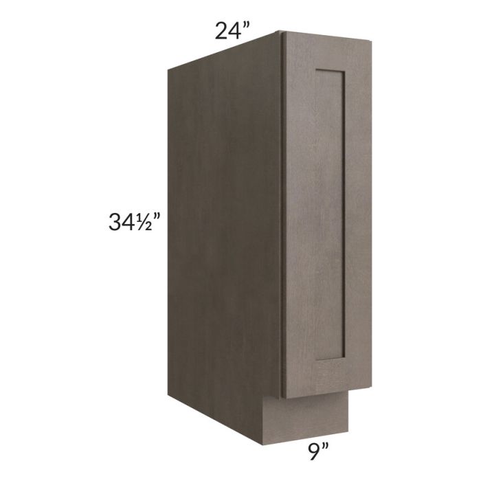 RTA Natural Grey Shaker 9" Full Height Door Base Cabinet with 1 Decorative End Panel