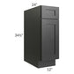 RTA Onyx Black Shaker 12" Base Cabinet - Left Hinged