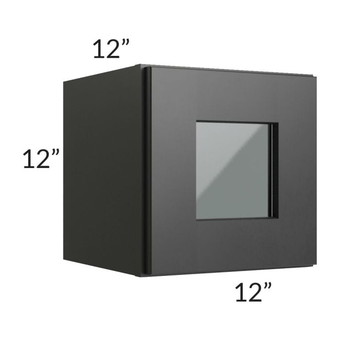 RTA Onyx Black Shaker 12" x 12" Decorative Wall Cabinet with Plain Glass