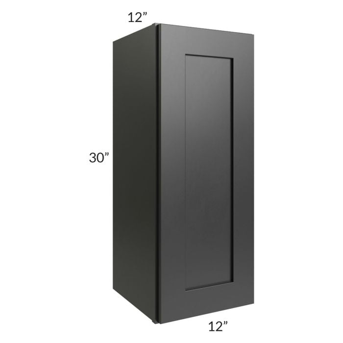 RTA Onyx Black Shaker 12" x 30" Wall Cabinet with 1 Decorative End Panel