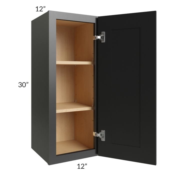 RTA Onyx Black Shaker 12" x 30" Wall Cabinet with 1 Decorative End Panel