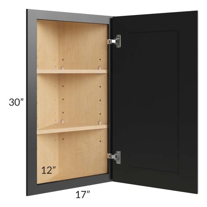 RTA Onyx Black Shaker 12" x 30" Wall End Angle Cabinet