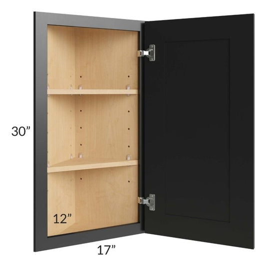 RTA Onyx Black Shaker 12" x 30" Wall End Angle Cabinet