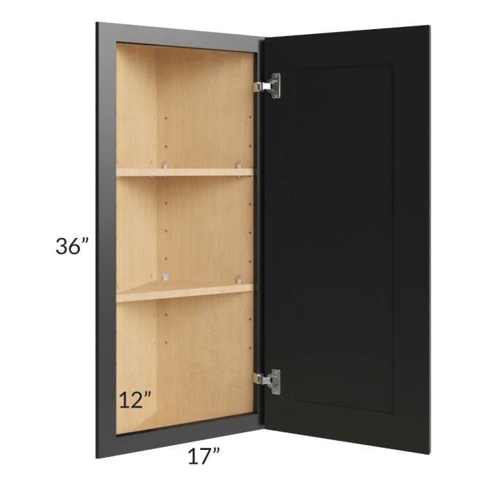 RTA Onyx Black Shaker 12" x 36" Wall End Angle Cabinet