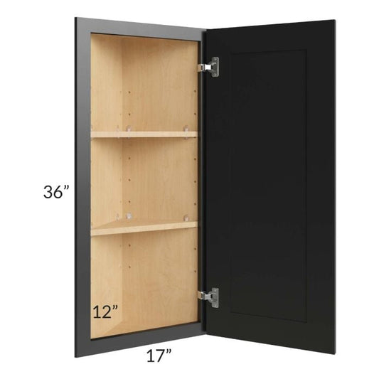 RTA Onyx Black Shaker 12" x 36" Wall End Angle Cabinet