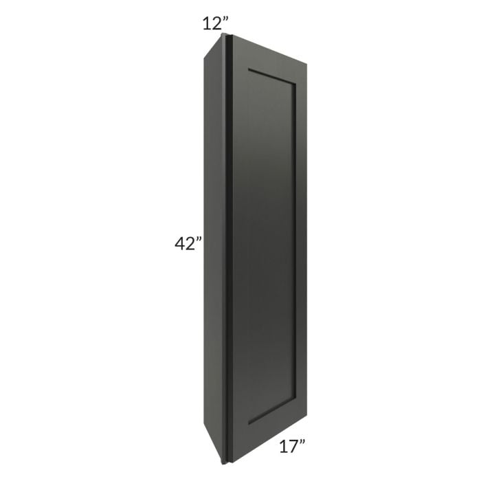 RTA Onyx Black Shaker 12" x 42" Wall End Angle Cabinet