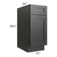 RTA Onyx Black Shaker 15" Base Cabinet - Left Hinged with 1 Decorative End Panel